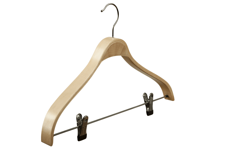 2 Cintres anciens en bois Cintre double avec pince et cintre Moustache