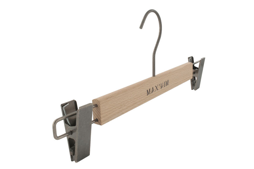 Cintres Bois Avec Pinces Métal - Lot De 24, 45 Cm, Pour Pantalons, Jupes, Organisation Placard