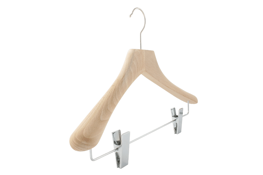 Cintre à pinces bois foncé avec encoche 44cm, cintre pantalon adulte