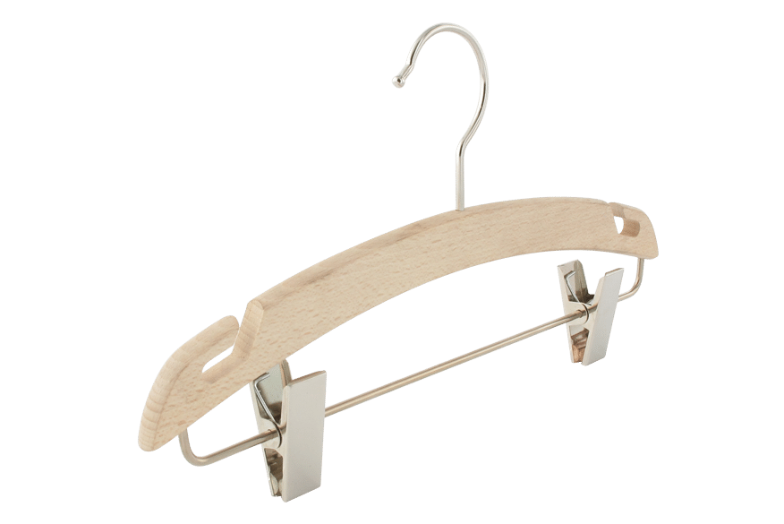 10 cintres en bois pour chemisier avec pinces - blanc lasuré 38 cm