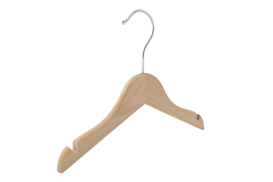Cintre En Bois Massif Avec Clips – Pour Costumes, Manteaux, Ensembles 2 Pièces – 55 Cm, Lot De 5 | Gain De Place, Naturel
